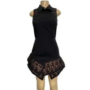 Camilla and Marc Black Dress Open Back Mini Lace Sleeveless Cut Out Shea…